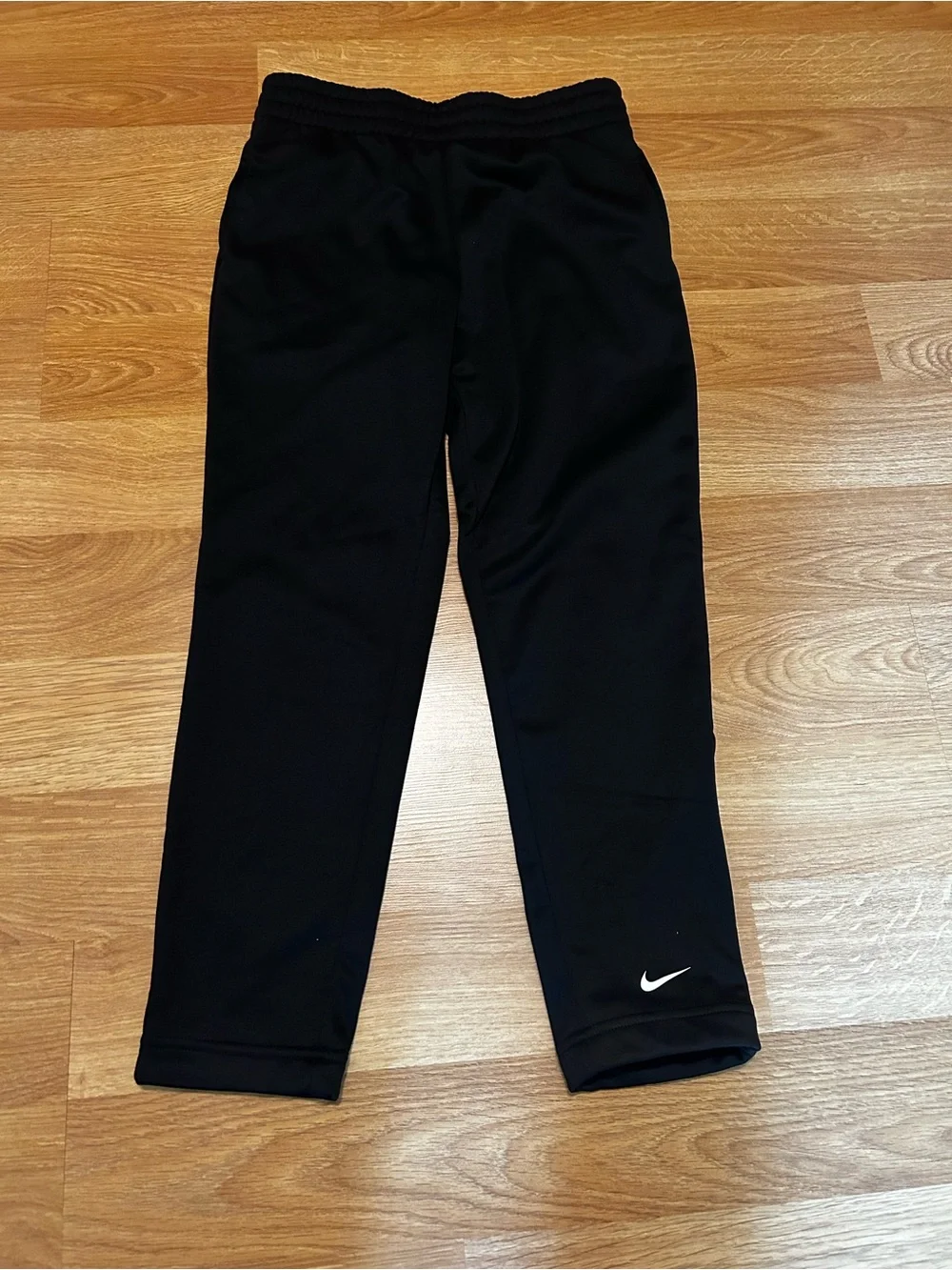 Nike Black Kids' Therma-Fit fleece lined Joggers with White Swoosh